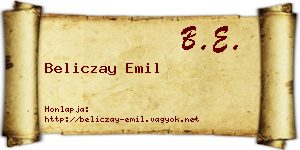 Beliczay Emil névjegykártya
